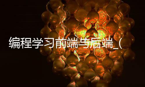 编程学习前端与后端_(编程和前端有什么区别吗)